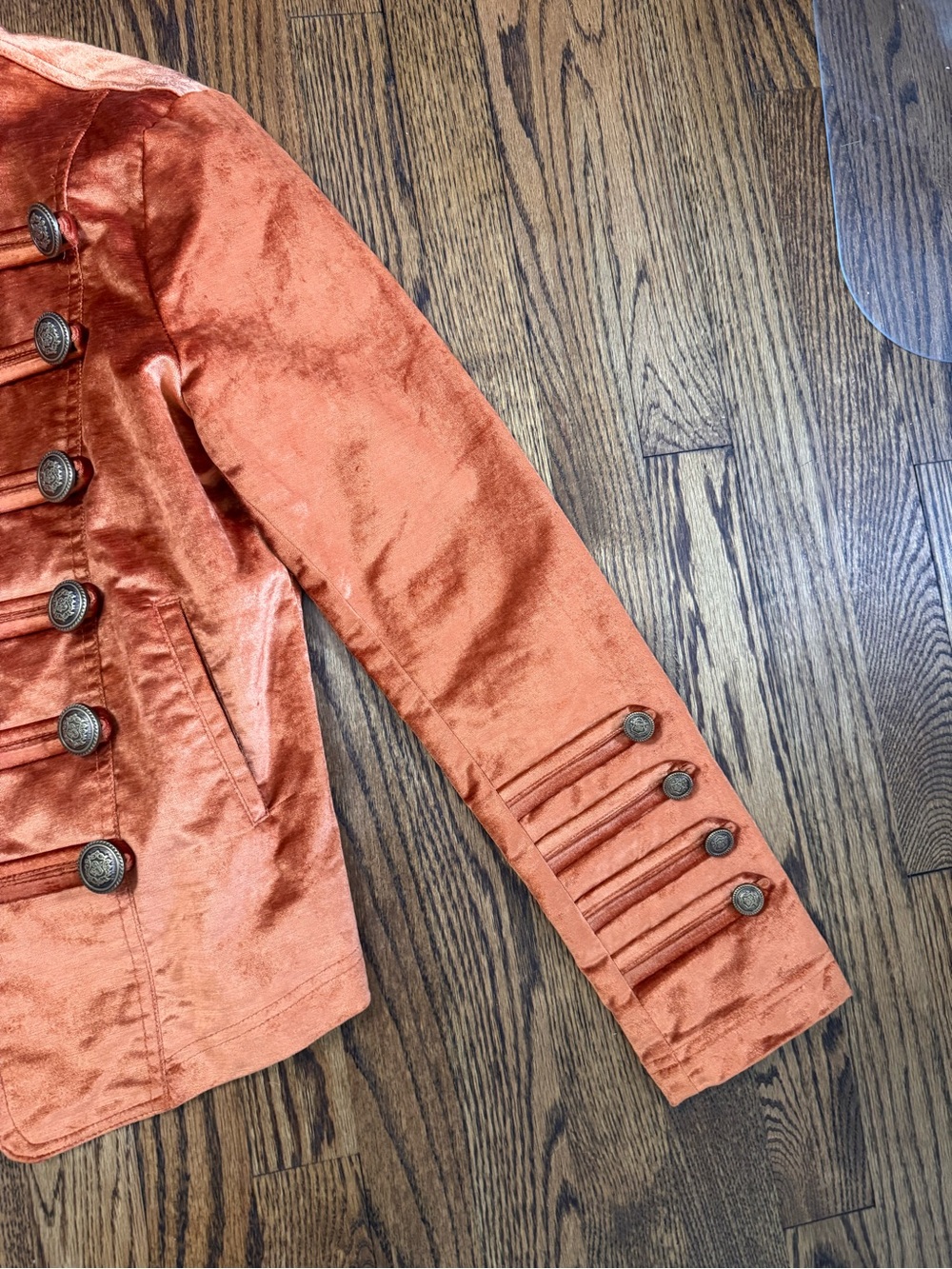 Free People Ruler Military Jacket M Copper Metallic Band Jacket Victorian - Picture 7 of 13
